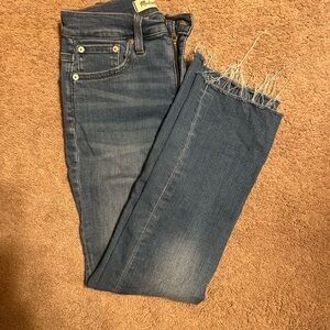 Madewell Dark Blue Frayed Ankle Jeans